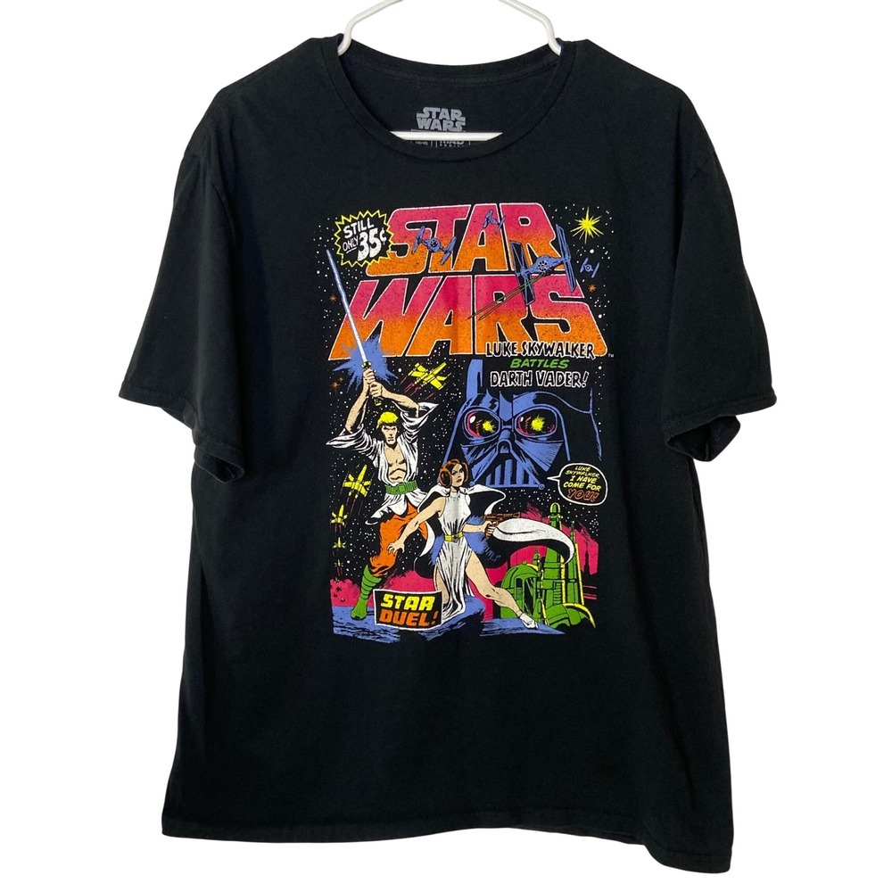 Star Wars Mad Engine Black Comic Graphic T-Shirt‎ Luke Skywalker Darth Vader XL